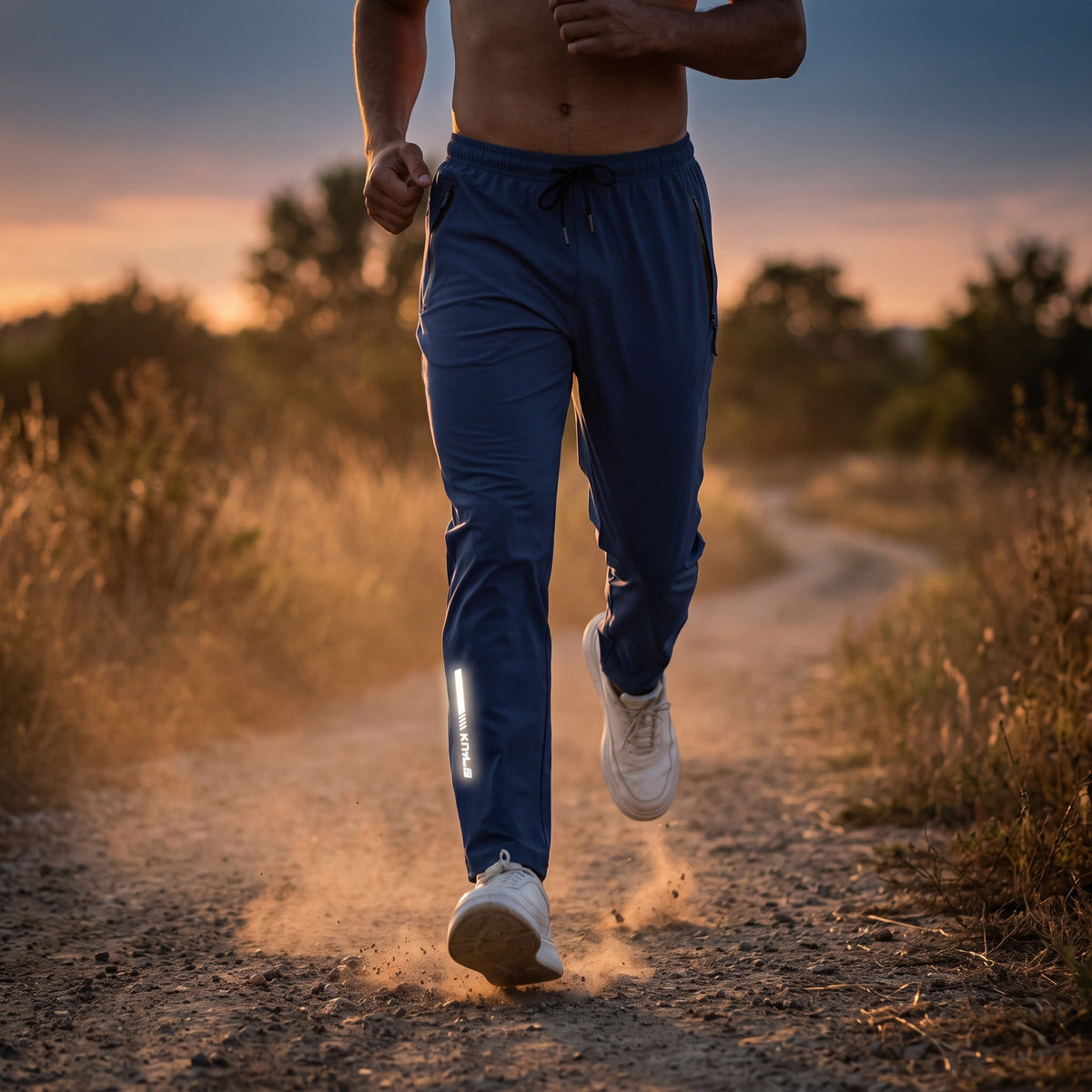 Men's Breathable Track Pants Reflective Quick Dry Drawstring Joggers