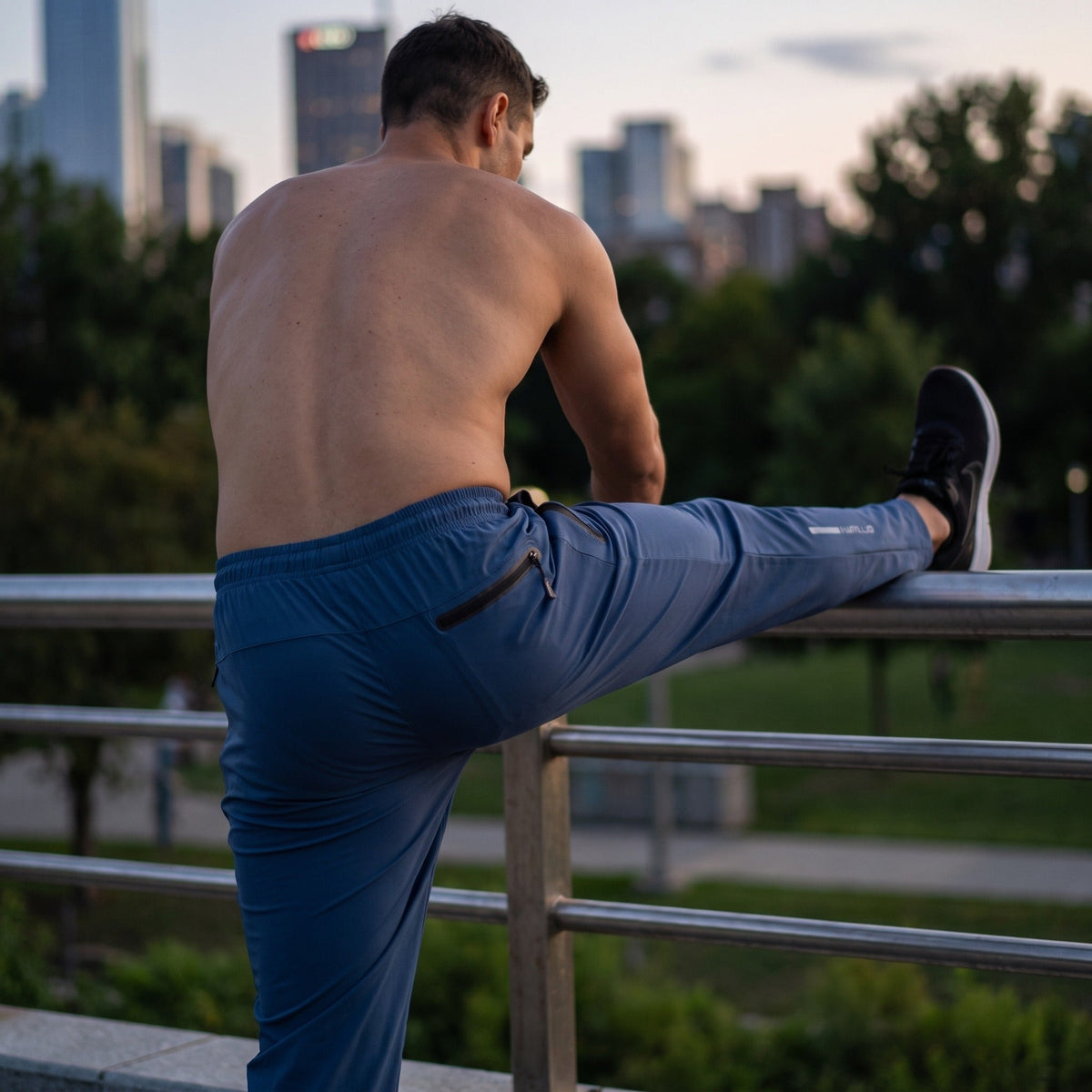 Men's Breathable Track Pants Reflective Quick Dry Drawstring Joggers
