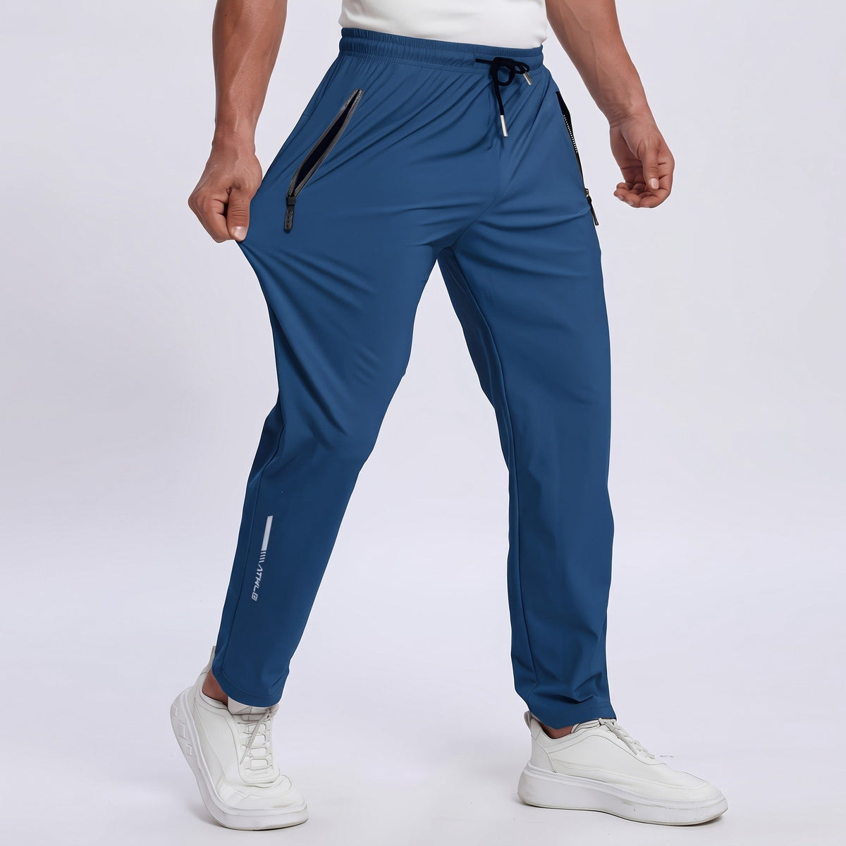 Men's Breathable Track Pants Reflective Quick Dry Drawstring Joggers