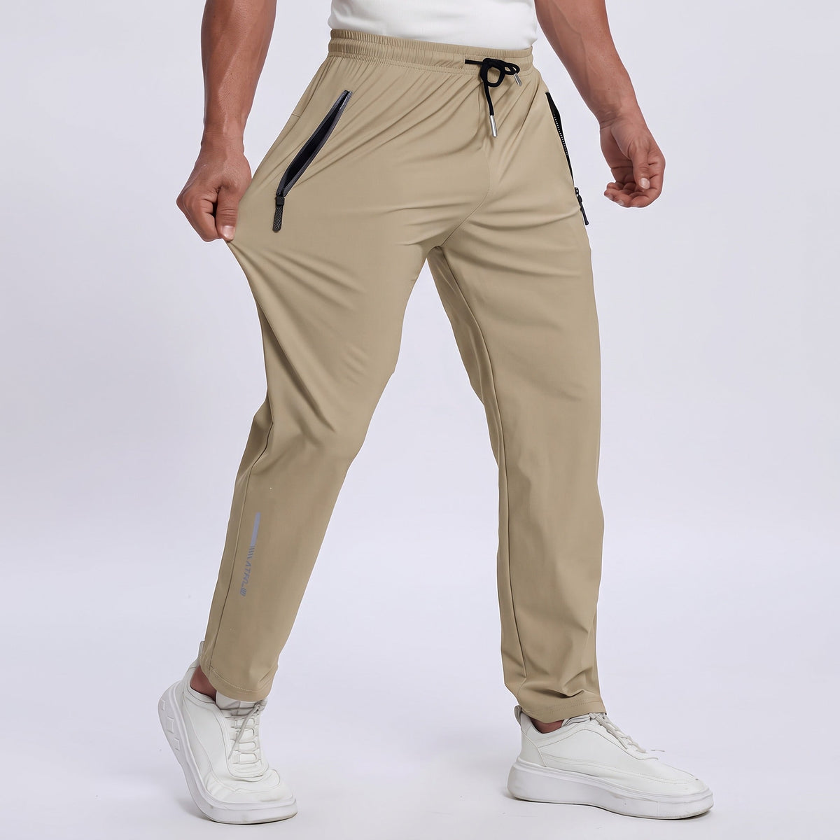 Men's Breathable Track Pants Reflective Quick Dry Drawstring Joggers