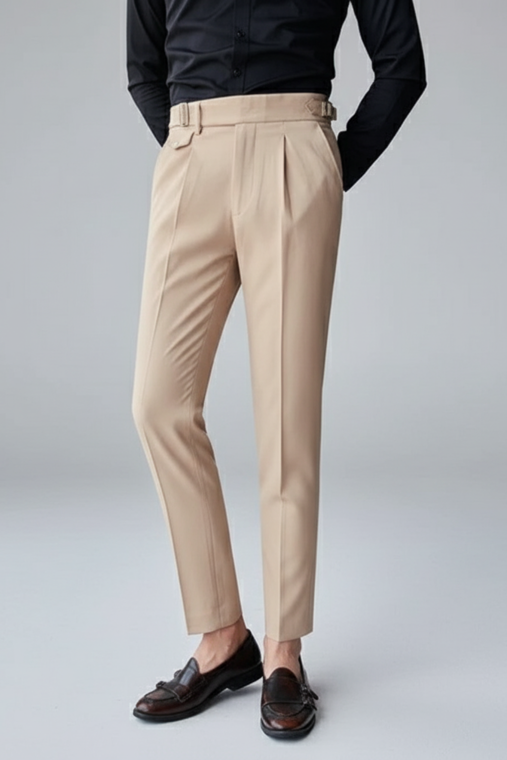 Men's British Business Trousers: Tailored Pleated Fit