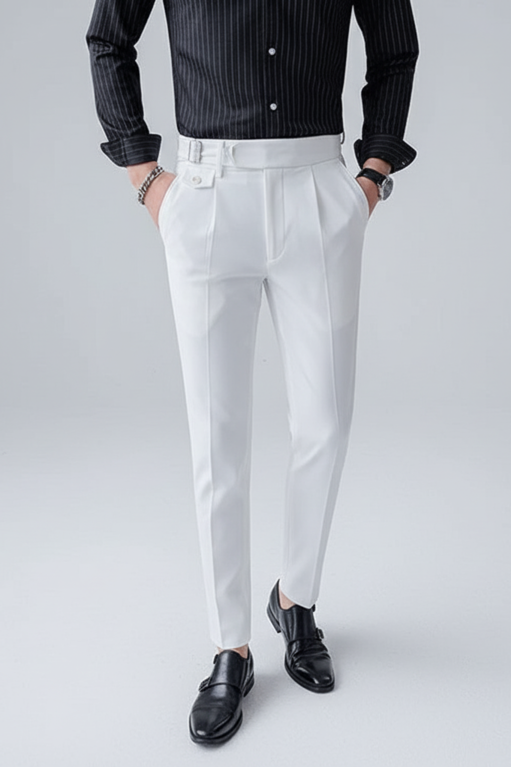 Men's British Business Trousers: Tailored Pleated Fit