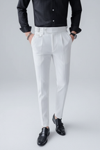 Men's British Business Trousers: Tailored Pleated Fit