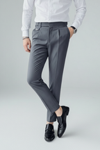 Men's British Business Trousers: Tailored Pleated Fit