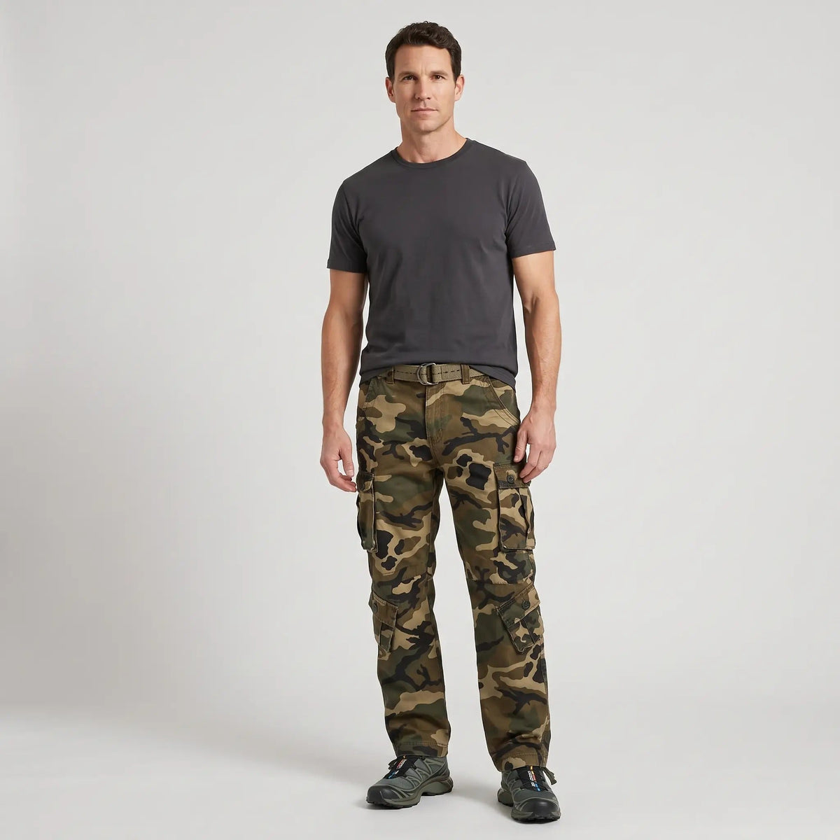 Men's Camo Cargo Trousers - Combat Trousers - 8 Pocket Relaxed Fit