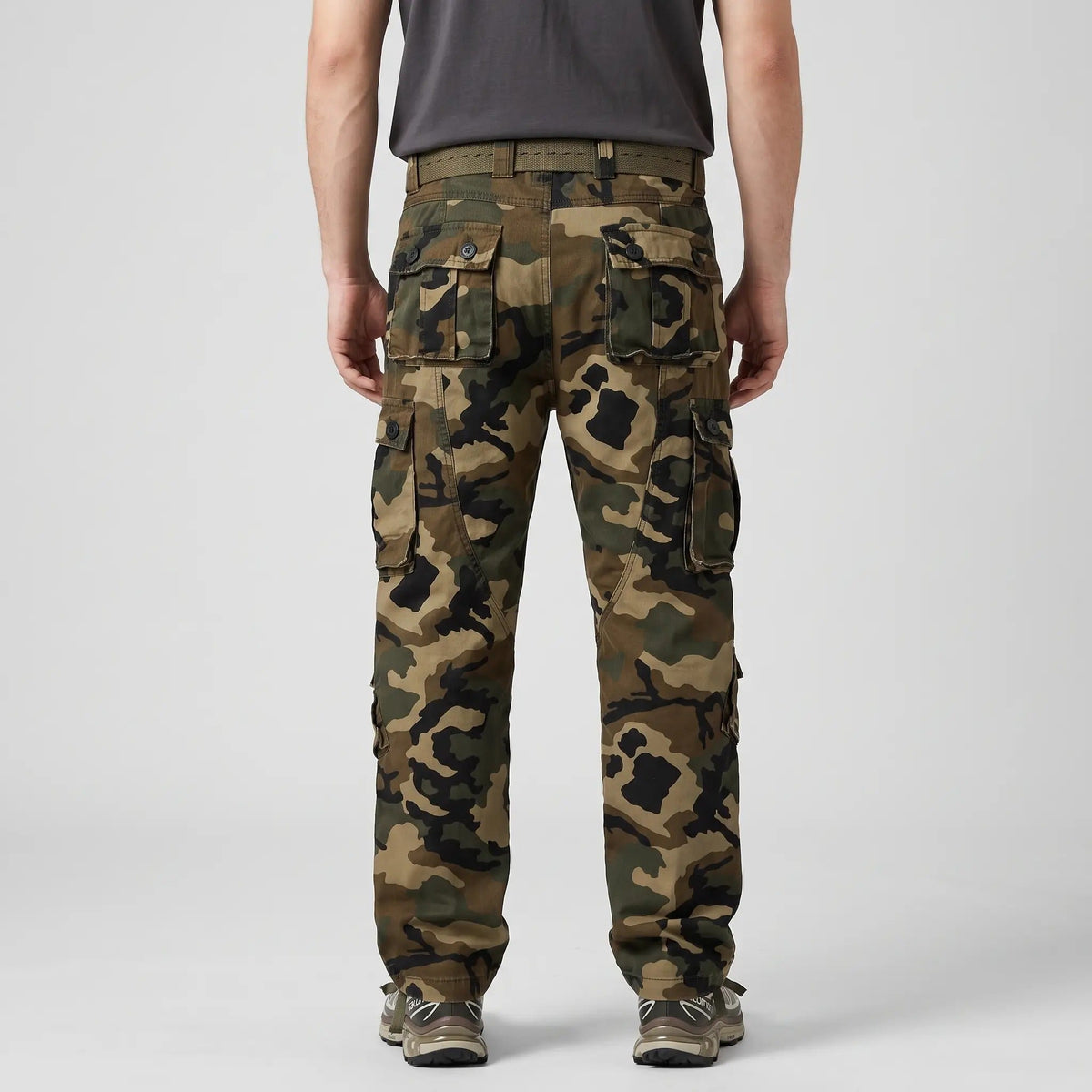 Men's Camo Cargo Trousers - Combat Trousers - 8 Pocket Relaxed Fit