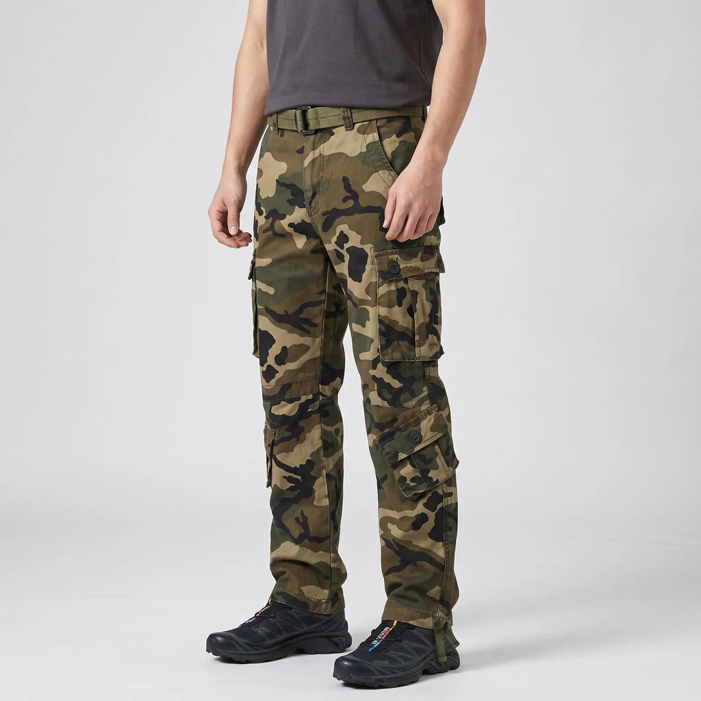 Men's Camo Cargo Trousers - Combat Trousers - 8 Pocket Relaxed Fit
