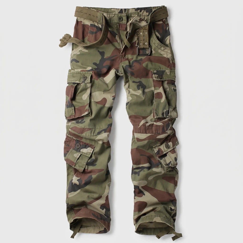 Men's Camo Cargo Trousers - Combat Trousers - 8 Pocket Relaxed Fit