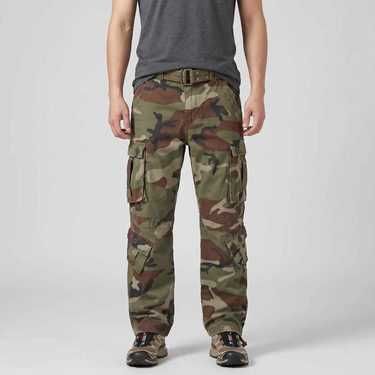 Men's Camo Cargo Trousers - Combat Trousers - 8 Pocket Relaxed Fit