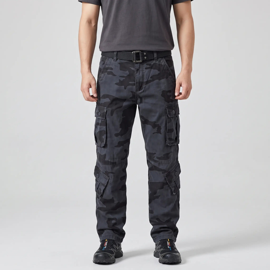 Men's Camo Cargo Trousers - Combat Trousers - 8 Pocket Relaxed Fit