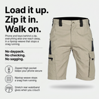 Men's Cargo Shorts – Knee Length Shorts – Zip Pocket Hiking Shorts