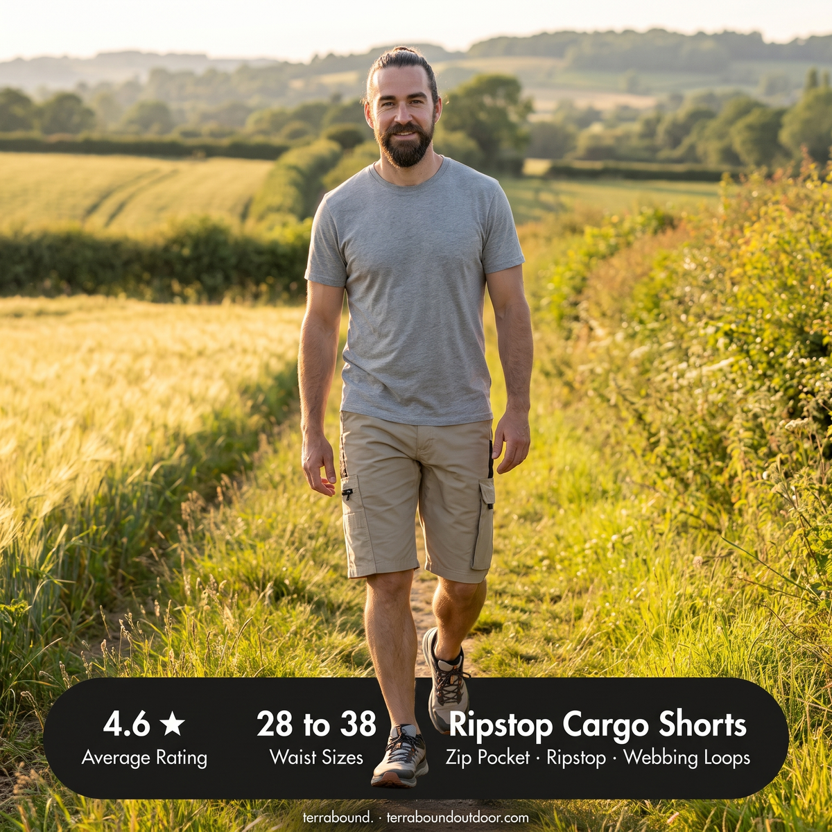 Men's Cargo Shorts – Knee Length Shorts – Zip Pocket Hiking Shorts