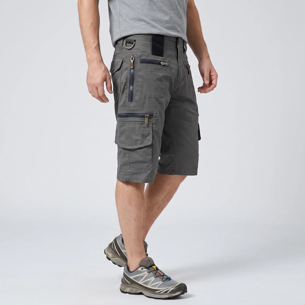 Men's Cargo Shorts - Knee Length Work Shorts with Zip Pockets