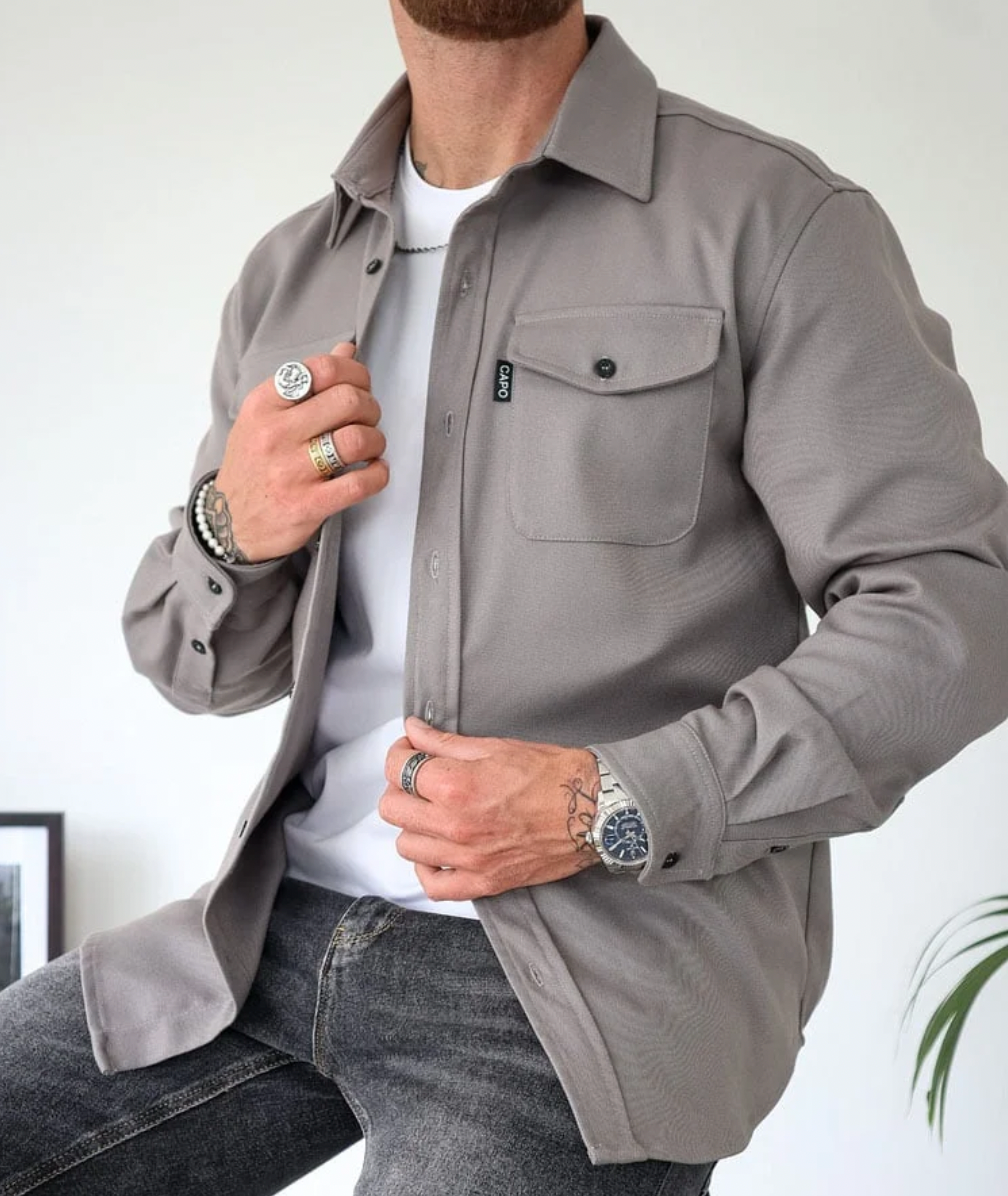 Men's Casual Shirt Jacket for Layering