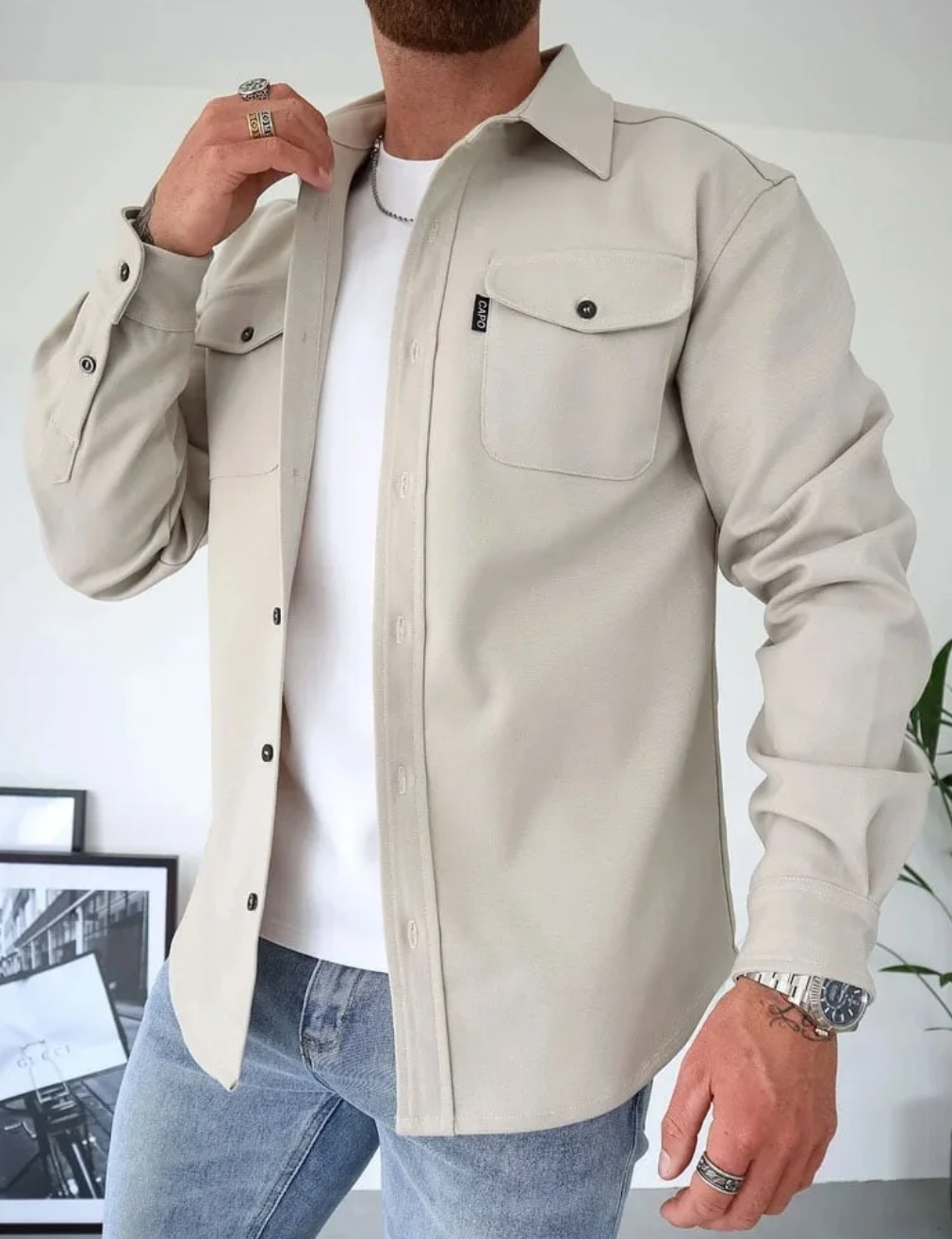 Men's Casual Shirt Jacket for Layering