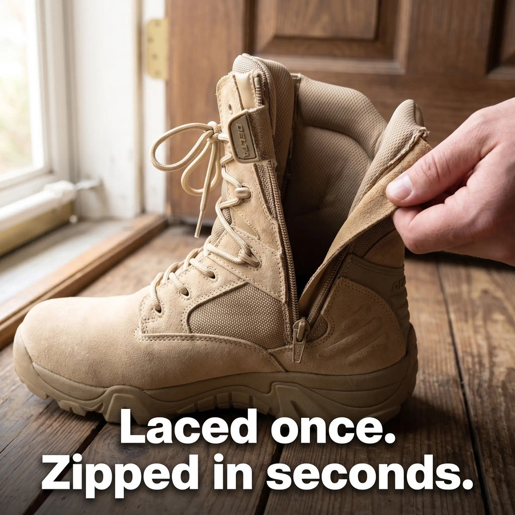 Men's Combat Boots - Side Zip Tactical Hiking Boots - Army Boots