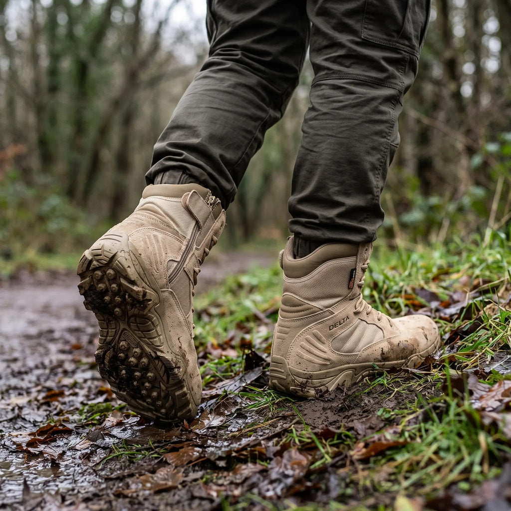 Men's Combat Boots - Side Zip Tactical Hiking Boots - Army Boots