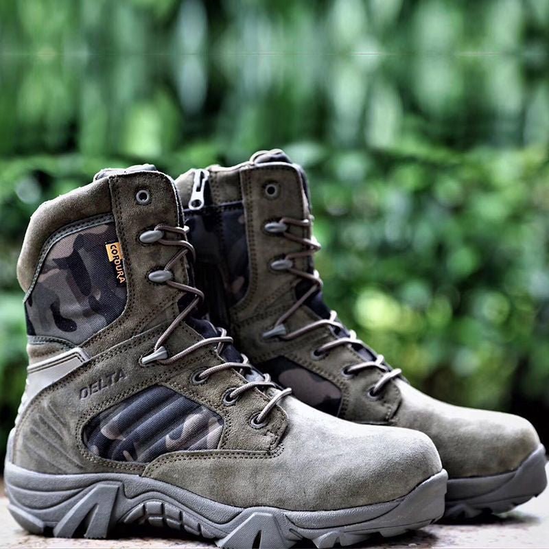Men's Combat Boots - Side Zip Tactical Hiking Boots - Army Boots
