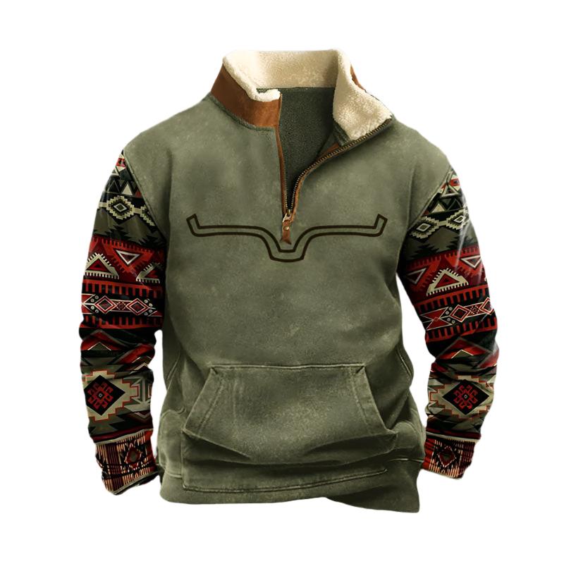 Men's Cosy Patterned Half-Zip Pullover