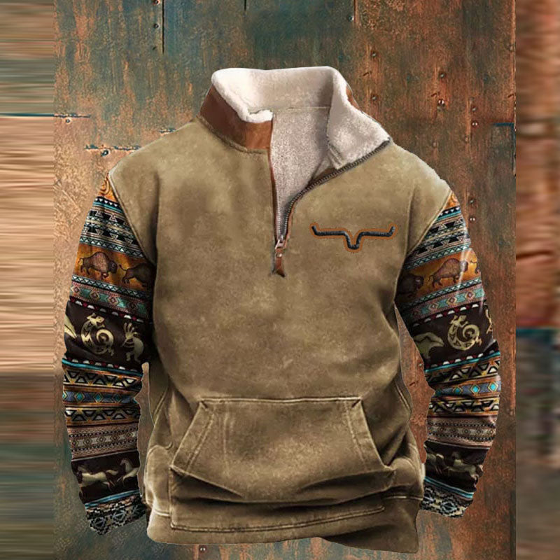 Men's Cosy Patterned Half-Zip Pullover
