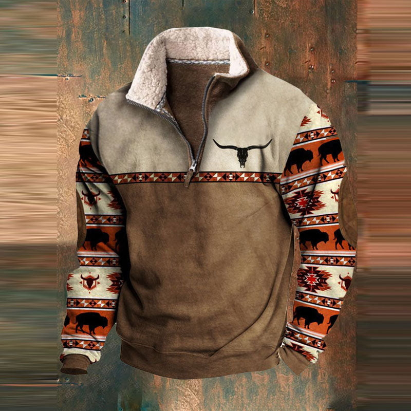 Men's Cosy Patterned Half-Zip Pullover