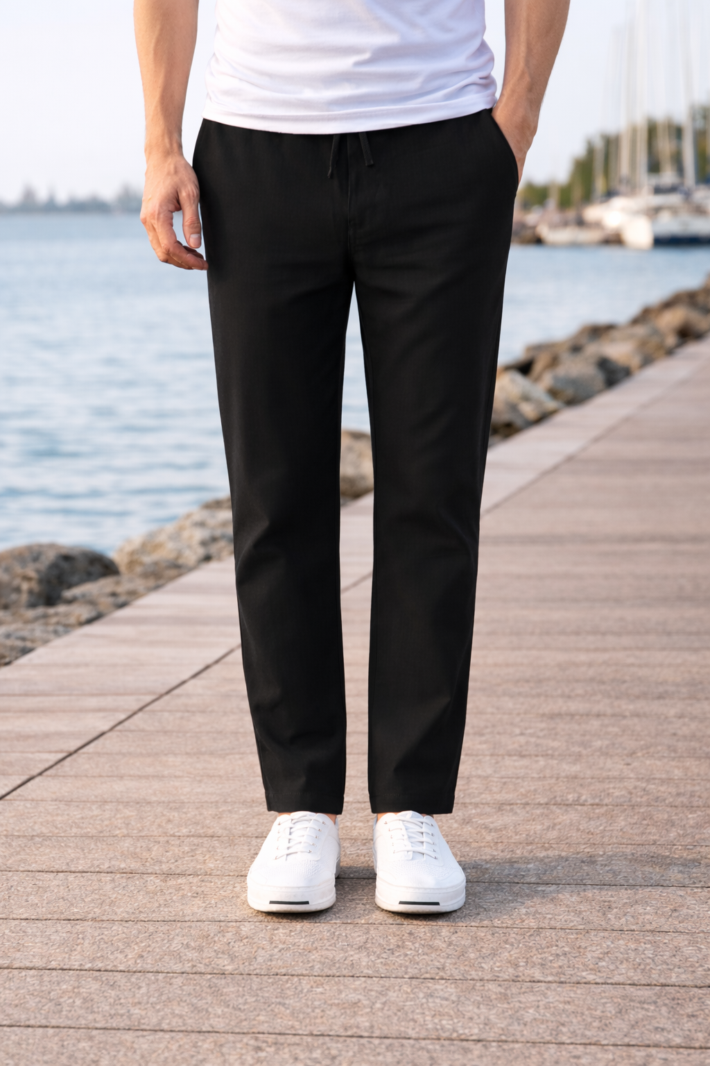 Men's Drawstring Straight Leg Trousers for Casual Comfort