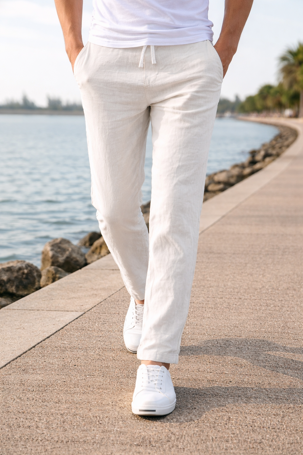 Men's Drawstring Straight Leg Trousers for Casual Comfort