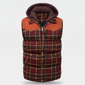Men's Gilet - Hooded Padded Body Warmer - Tartan Check Puffer Gilet