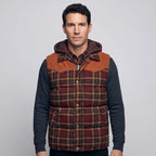 Men's Gilet - Hooded Padded Body Warmer - Tartan Check Puffer Gilet