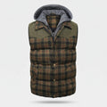 Men's Gilet - Hooded Padded Body Warmer - Tartan Check Puffer Gilet