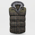 Men's Gilet - Hooded Padded Body Warmer - Tartan Check Puffer Gilet
