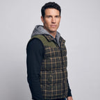Men's Gilet - Hooded Padded Body Warmer - Tartan Check Puffer Gilet