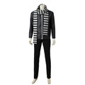 Men's Grey Suit Costume with Striped Scarf