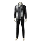 Men's Grey Suit Costume with Striped Scarf