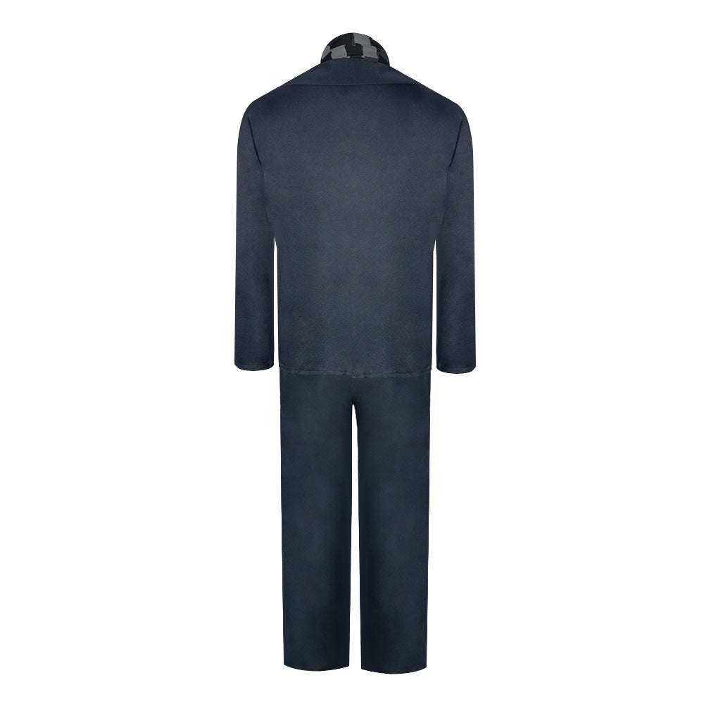 Men's Grey Suit Costume with Striped Scarf