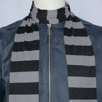 Men's Grey Suit Costume with Striped Scarf