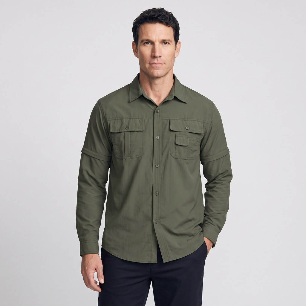 Men's Hiking Shirt - Zip Off Sleeves - Fishing Shirt - Safari Shirt