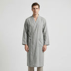 Men's Kimono-Style Robe, Lightweight Breathable Fabric, Adjustable Tie Belt