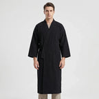 Men's Kimono-Style Robe, Lightweight Breathable Fabric, Adjustable Tie Belt