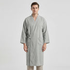 Men's Kimono-Style Robe, Lightweight Breathable Fabric, Adjustable Tie Belt
