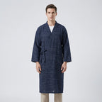 Men's Kimono-Style Robe, Lightweight Breathable Fabric, Adjustable Tie Belt