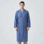 Men's Kimono-Style Robe, Lightweight Breathable Fabric, Adjustable Tie Belt