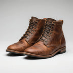 Men's Lace-Up Ankle Boots, Layered Panels, Patterned Traction Sole