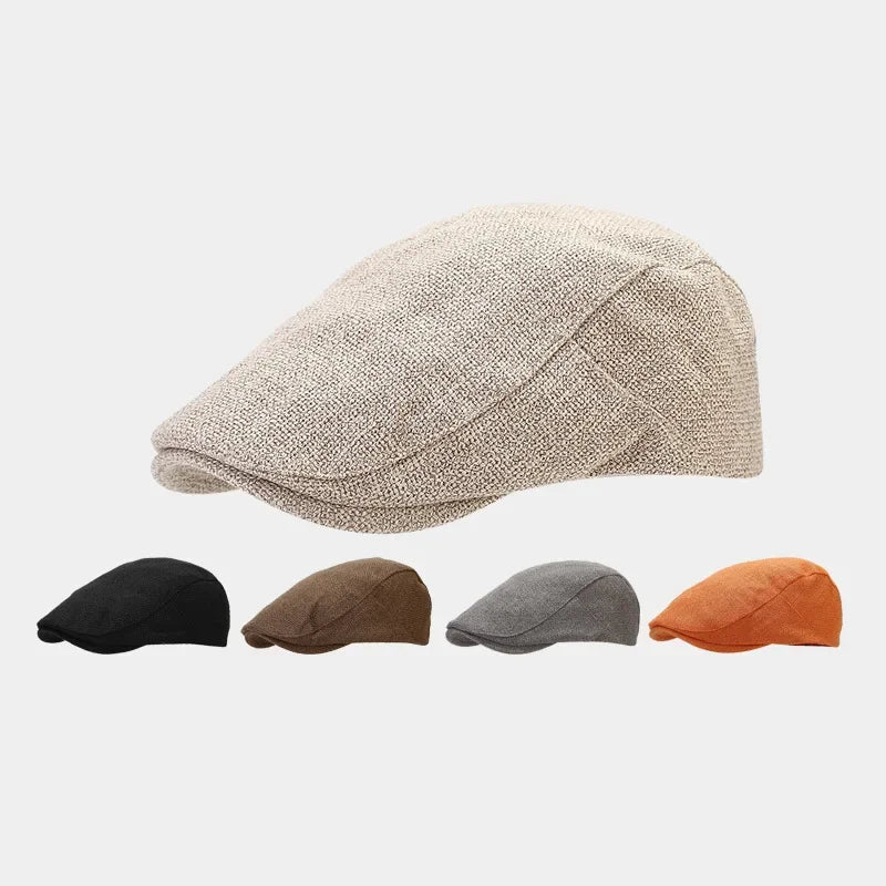 Men's Linen Flat Cap - Breathable Summer Style
