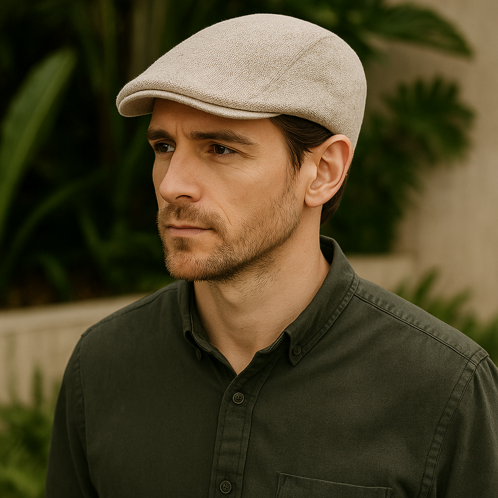 Men's Linen Flat Cap - Breathable Summer Style