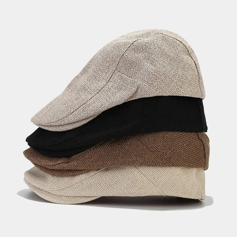 Men's Linen Flat Cap - Breathable Summer Style
