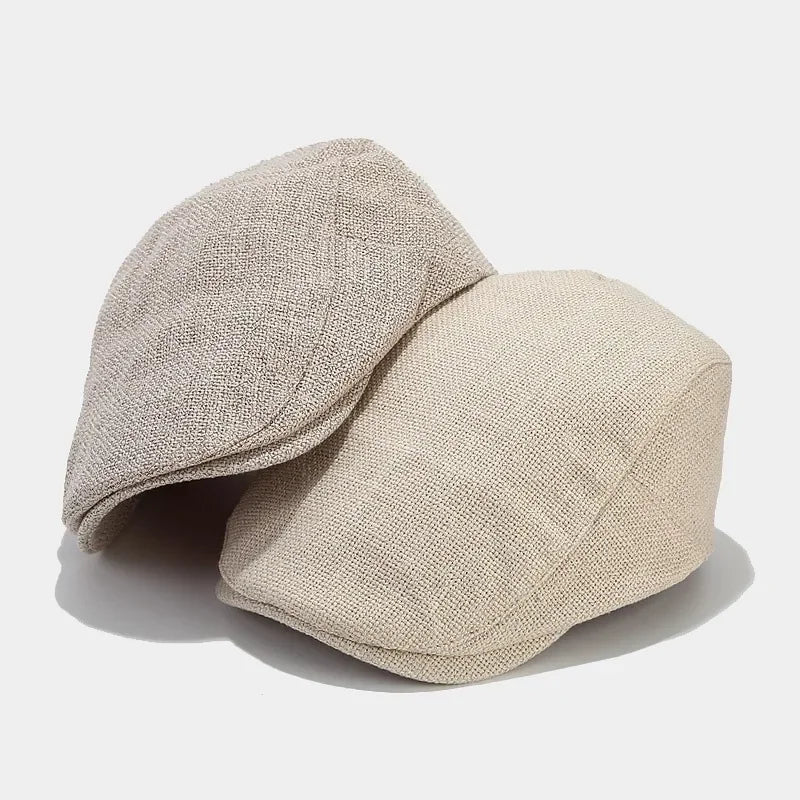 Men's Linen Flat Cap - Breathable Summer Style