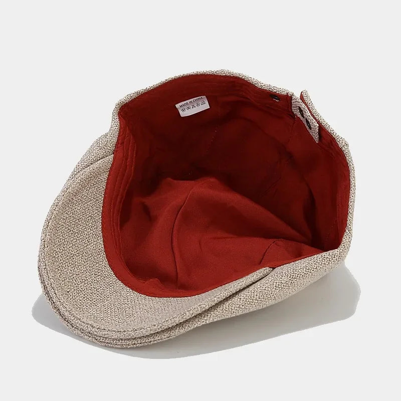 Men's Linen Flat Cap - Breathable Summer Style