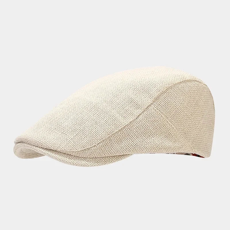 Men's Linen Flat Cap - Breathable Summer Style