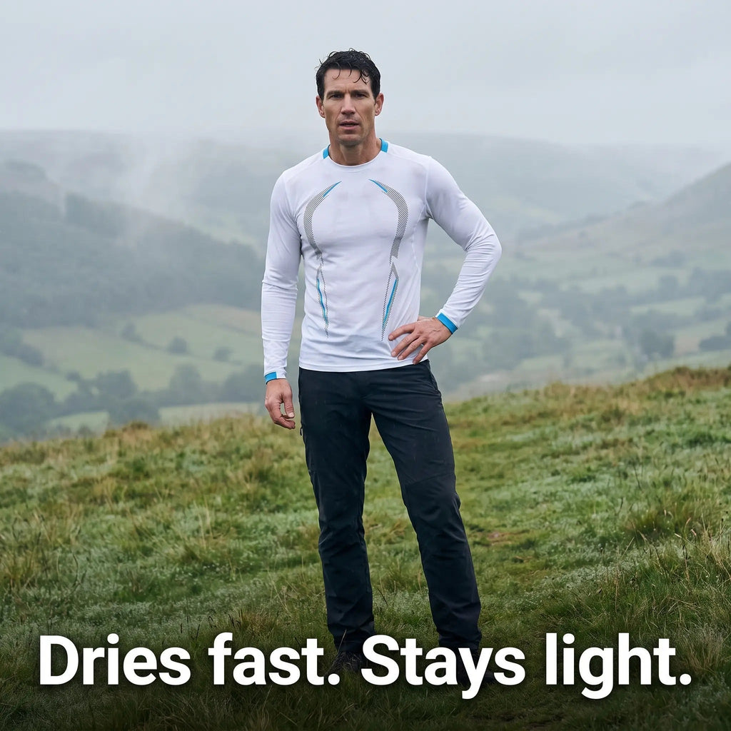 Men's Long Sleeve Running Top - Quick Dry Base Layer - Hiking T Shirt